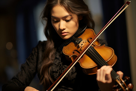 女子在拉小提琴背景图片