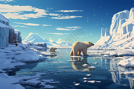 北极的野生北极熊背景图片