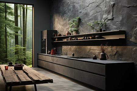 室内奢华的厨房设计背景图片