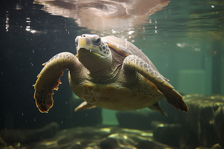 水中游动的乌龟背景图片