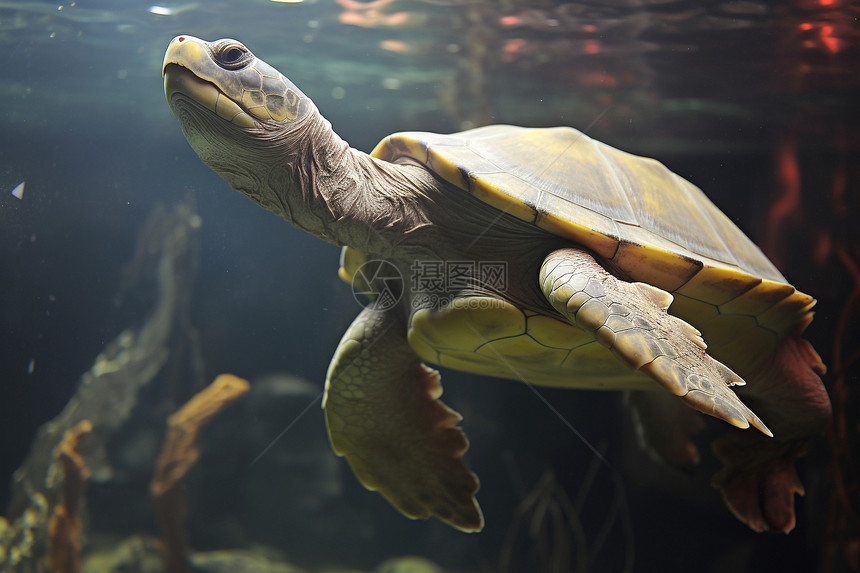 水中的野生乌龟图片
