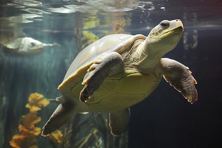 水中游泳的乌龟背景图片