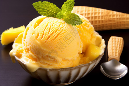 在碗中的冰淇淋碗中凉爽的冰淇淋背景