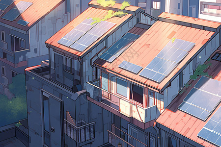 太阳能屋顶的插图背景图片