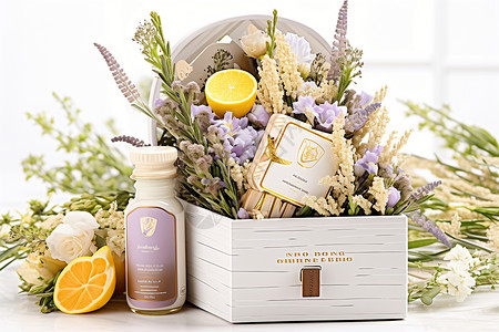 母亲节花束和礼盒背景图片