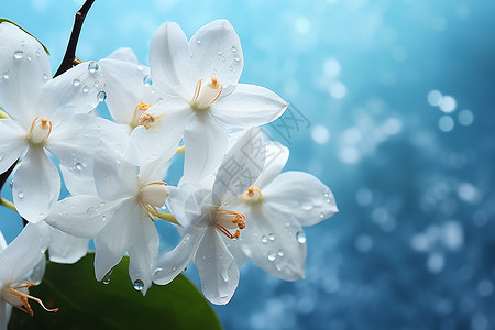 盛开的白色花朵背景图片