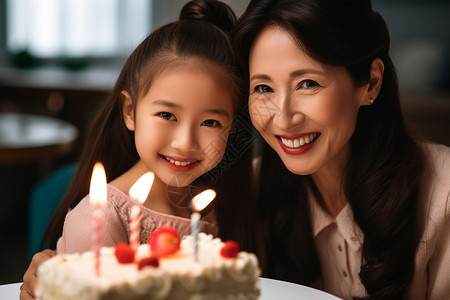 妈妈给女儿庆祝生日背景图片