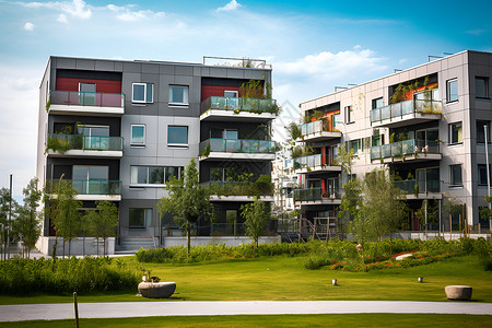 现代化公寓住宅园区背景图片
