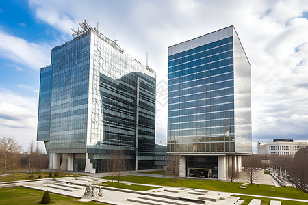 现代化商务大楼施工现场背景图片