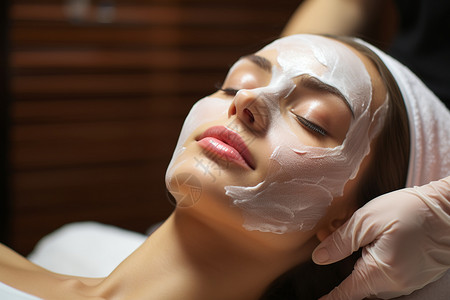 女性在美容院做皮肤护理背景图片