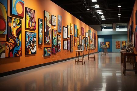 陶艺培训五彩斑斓的艺术画廊背景