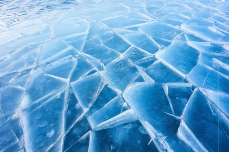 结冰渠道充满裂痕的冰面背景