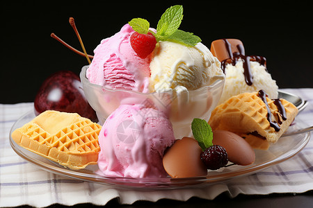 美味诱人的冰淇淋背景图片