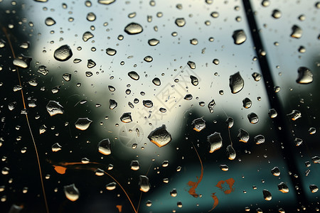 玻璃上透明的雨滴背景图片