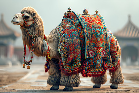 骆驼的彩色服饰高清图片