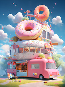 甜甜圈巴士背景图片