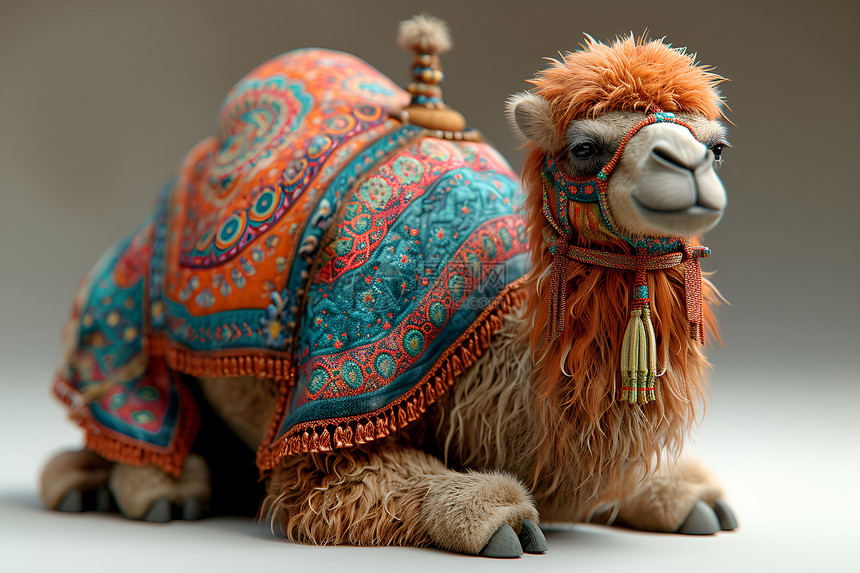 骆驼背上的多彩毯子图片