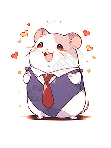 戴领带的可爱仓鼠背景图片
