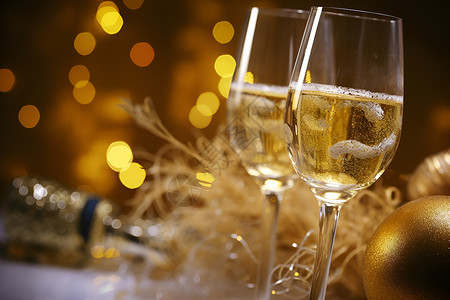 庆祝的香槟气泡酒灯光高清图片