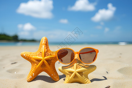 沙子里的海星背景图片