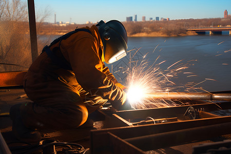 金属焊接的技术工人背景图片