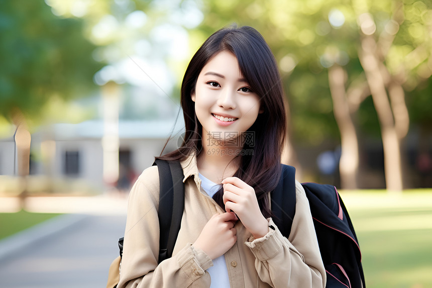 面带微笑的女学生图片