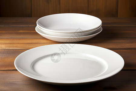 简洁优雅的用餐场景白色陶瓷餐具背景图片