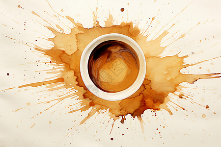 手工抽象艺术的咖啡渍画作高清图片