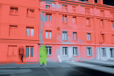 欧式城市建筑的热摄影扫描背景图片
