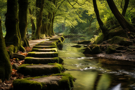 一条岩石道路背景图片