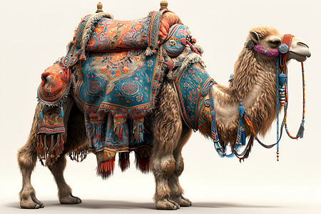 佩戴马鞍的骆驼高清图片