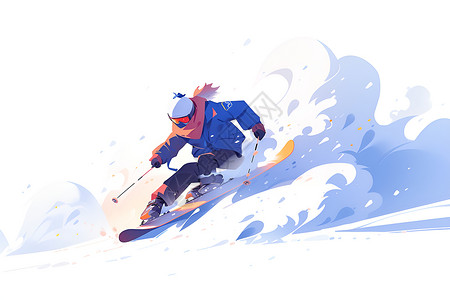 在陆地上滑雪者在雪地上插画