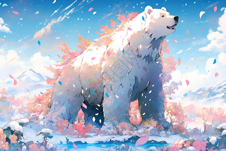 冰原中的北极熊背景图片