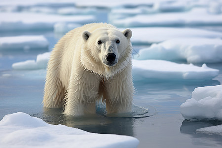 北极熊穿越雪地背景图片