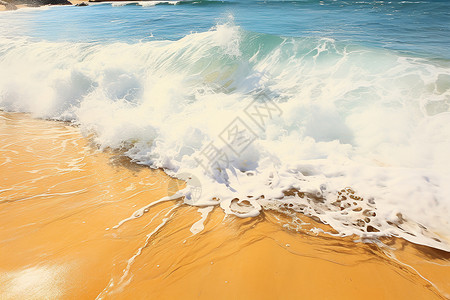 海河沿岸轻盈的浪花在海滩上插画