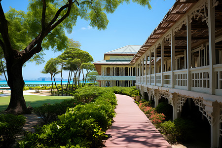 海边的度假酒店背景图片