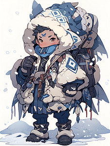 背着背包的冬季男孩背景图片