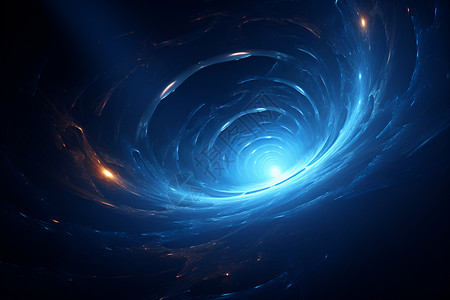 蓝色清新光圈宇宙的螺旋星系插画