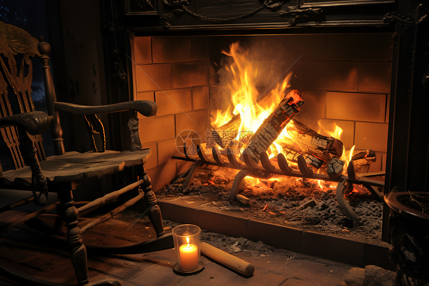 温暖的壁炉火焰图片