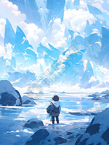 冰山内的男孩背景图片