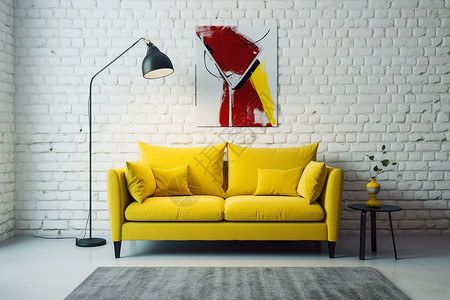 一张黄色沙发背景图片