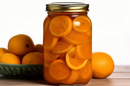 鲜橙粒粒美味的鲜橙罐头背景