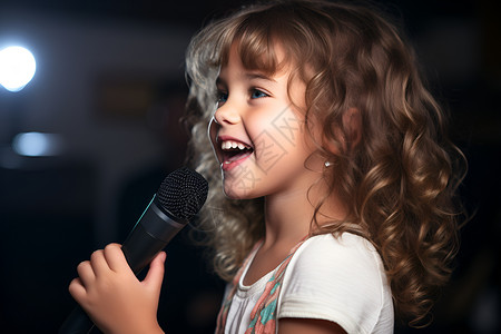 唱歌的儿童女孩背景图片