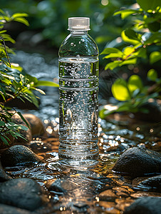 流水下的一瓶水背景图片