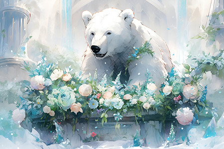 可爱的卡通北极熊背景图片