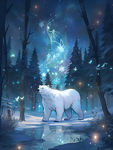 冰雪奇缘的北极熊插图背景图片