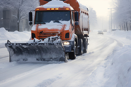 冬季道路素材公路上的除雪车背景