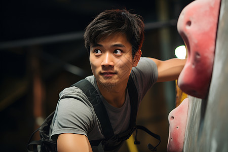 攀岩健身的年轻男子背景图片
