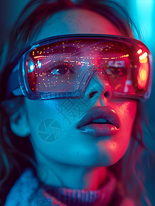体验高科技技术的VR智能眼镜背景图片