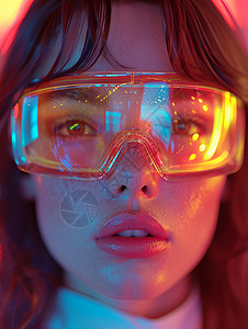 佩戴VR眼镜的女子背景图片